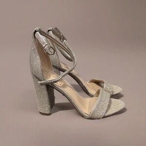 Sam Edelman Sparkling Silver Ankle Strap Heels